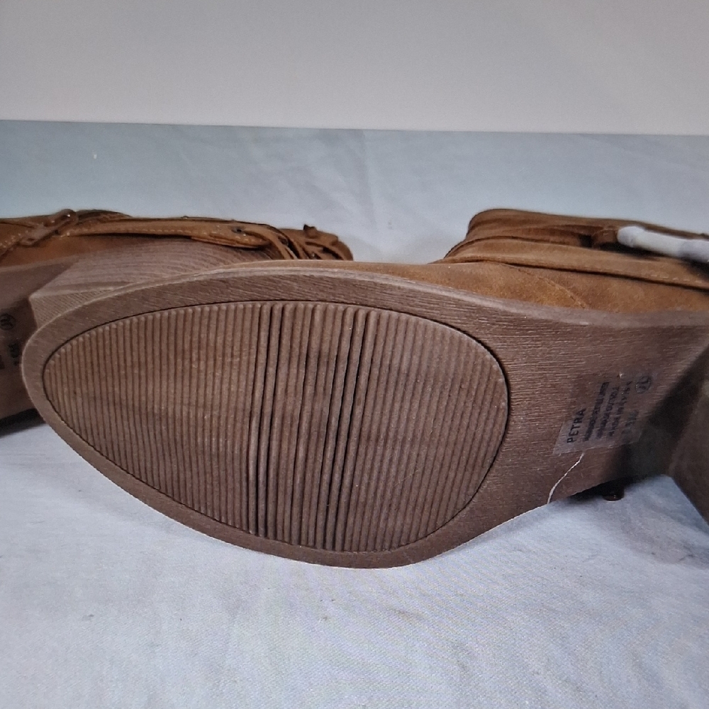 Sugar Brown Suede-Look Ankle Booties with Wrap Strap - Picture 5 of 7